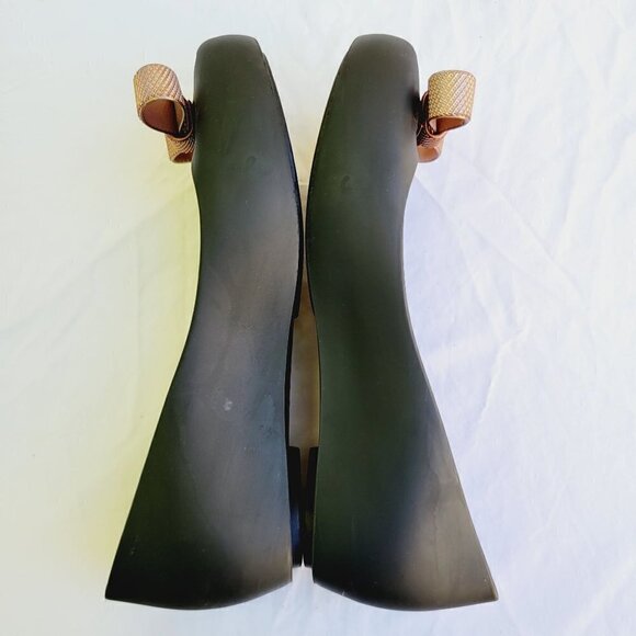 Melissa Women's Black Peep Toe Ultragirl Sweet Bow Flats - size 5 - Picture 7 of 10